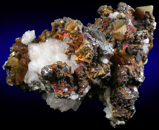 Tetrahedrite with Chalcopyrite coating on Quartz from Herodsfoot Mine, Liskeard, Cornwall, England