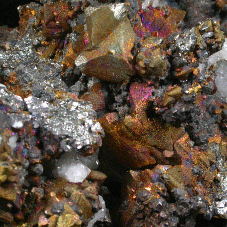 Tetrahedrite with Chalcopyrite coating on Quartz from Herodsfoot Mine, Liskeard, Cornwall, England