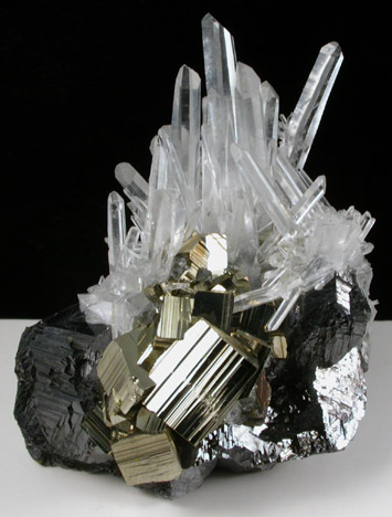 Sphalerite, Quartz, Pyrite from Huaron District, Cerro de Pasco Province, Pasco Department, Peru