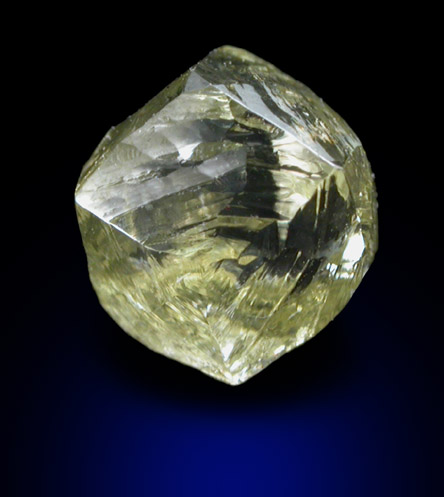 Diamond (0.88 carat yellow-green dodecahedral crystal) from Baken Mine, Northern Cape Province, South Africa