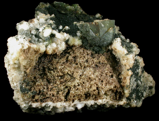 Titanite on Orthoclase var. Adularia with Chlorite from St. Gotthard, Kanton Uri, Switzerland