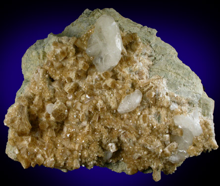 Stilbite-Ca and Calcite from Kibblehouse Quarry, Perkiomenville, Montgomery County, Pennsylvania