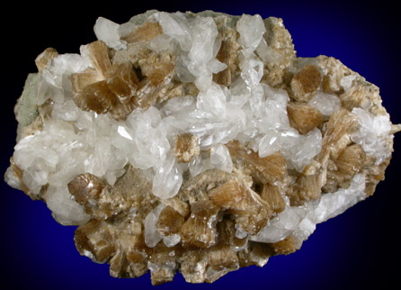 Stilbite-Ca and Calcite from Kibblehouse Quarry, Perkiomenville, Montgomery County, Pennsylvania