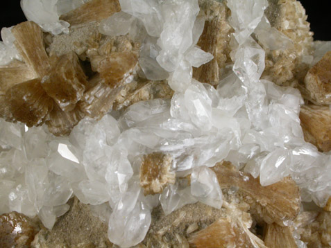 Stilbite-Ca and Calcite from Kibblehouse Quarry, Perkiomenville, Montgomery County, Pennsylvania