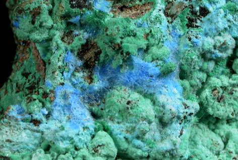 Cyanotrichite and Brochantite from Copper Mountain, Clifton-Morenci District, Greenlee County, Arizona