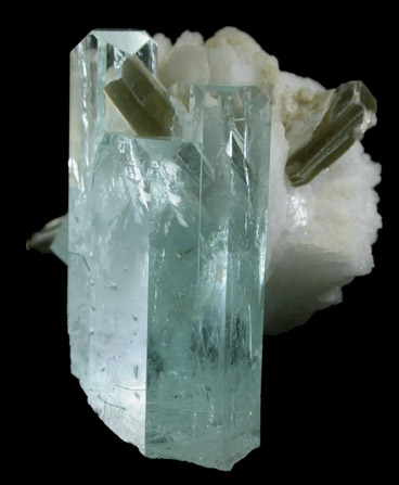 Beryl var. Aquamarine with Muscovite on Albite from Nagar, Hunza Valley, Gilgit District, Gilgit-Baltistan, Pakistan