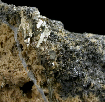 Mückeite with Millerite from Grube Grüne, Schutzbach, Siegerland, Germany (Type Locality for Mückeite)