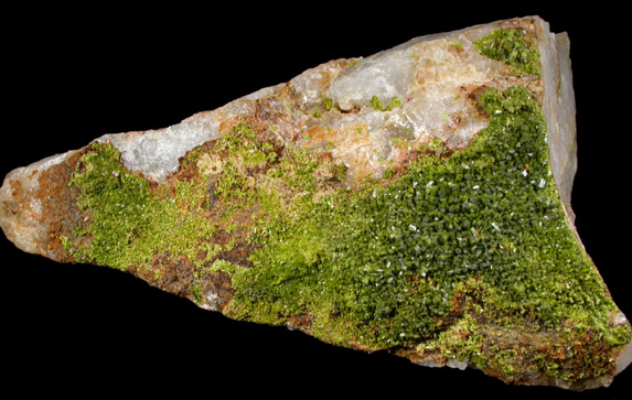 Pyromorphite on Quartz from Allah Cooper (Valcooper) Mine, Contrary Creek District, near Mineral, Louisa County, Virginia