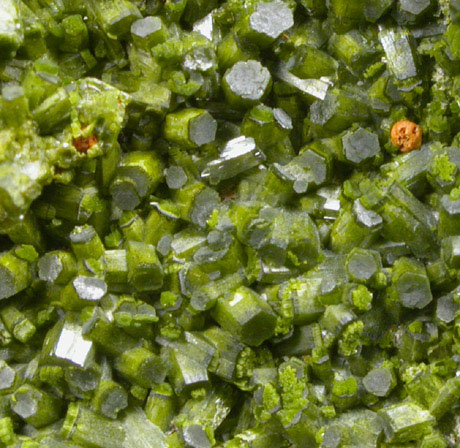 Pyromorphite on Quartz from Allah Cooper (Valcooper) Mine, Contrary Creek District, near Mineral, Louisa County, Virginia