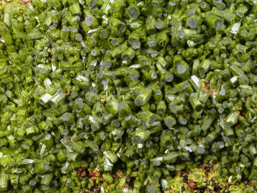 Pyromorphite on Quartz from Allah Cooper (Valcooper) Mine, Contrary Creek District, near Mineral, Louisa County, Virginia