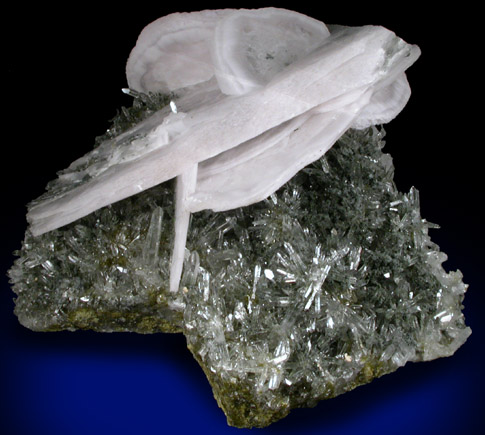 Calcite on Quartz and Epidote from Borieva Reka Mine, Madan District, Rhodope Mountains, Bulgaria