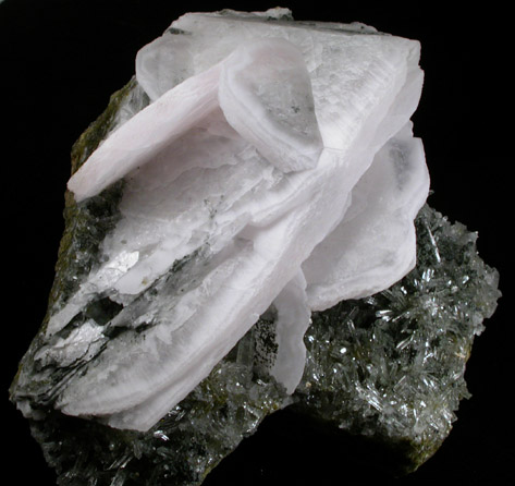 Calcite on Quartz and Epidote from Borieva Reka Mine, Madan District, Rhodope Mountains, Bulgaria