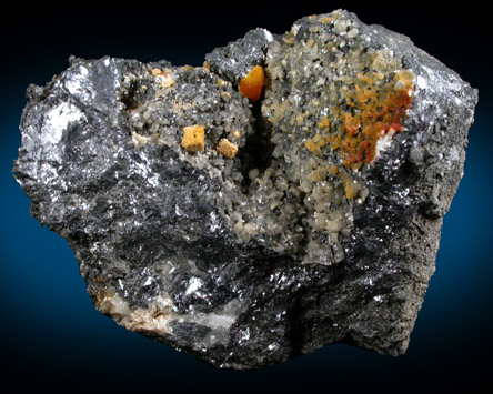 Wulfenite and Cerussite on Galena from Mezica Mine, 55 km west of Maribor, Mezica (Miess), Republic of Slovenia