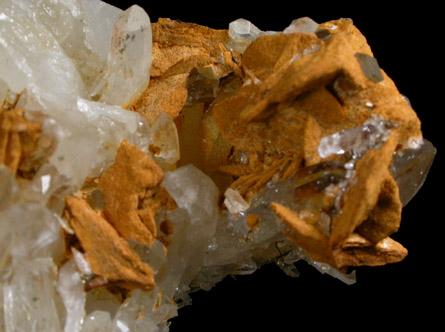 Limonite pseudomorphs after Siderite on Quartz from Pedro Claim, near North Bend, King County, Washington