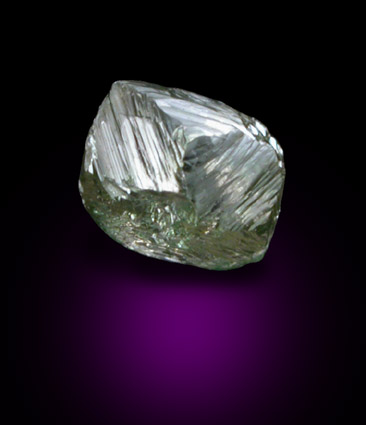 Diamond (0.49 carat green dodecahedral crystal) from Northern Cape Province, South Africa