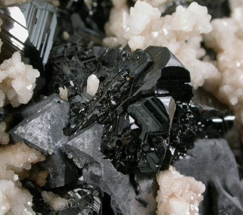 Sphalerite (Spinel-law twinned) with Galena and Calcite from Deveti Septemvri Mine, Madan District, Rhodope Mountains, Bulgaria