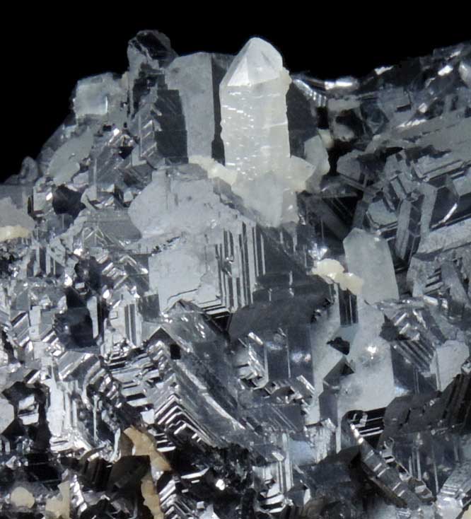 Galena (Spinel-law twinned) with Quartz and Calcite from Krushev Dol Mine, Madan District, Rhodope Mountains, Bulgaria