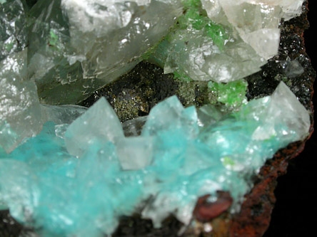 Calcite with Aurichalcite inclusions with Adamite from Mapimi District, Durango, Mexico