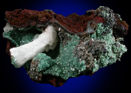 Adamite var. Cuprian Adamite with Calcite from Mapimi District, Durango, Mexico