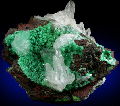 Adamite var. Cuprian Adamite and Calcite from Mapimi District, Durango, Mexico