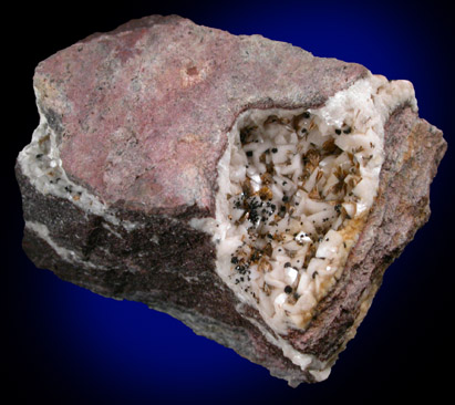 Goethite and Hematite on Calcite from Cliff Mine, Ishpeming, Marquette County, Michigan