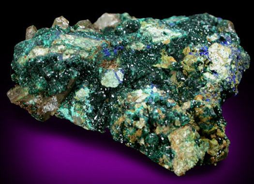 Malachite and Azurite on Quartz from Black Pine Mine, Flint Creek Valley, Granite County, Montana