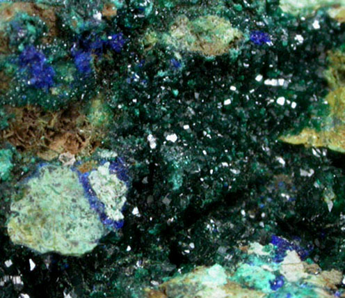 Malachite and Azurite on Quartz from Black Pine Mine, Flint Creek Valley, Granite County, Montana