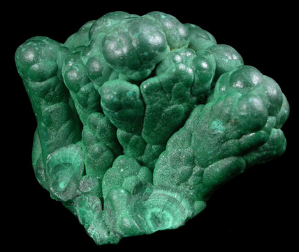 Malachite from Kolwezi Mining District, 240 km WNW of Lubumbashi, Katanga Copperbelt, Lualaba Province, Democratic Republic of the Congo