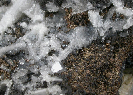 Silver with Barite and Quartz from Ward District, Boulder County, Colorado