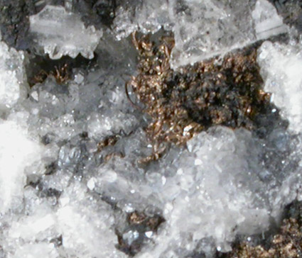 Silver with Barite and Quartz from Ward District, Boulder County, Colorado
