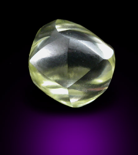 Diamond (1.73 carat cuttable gem-grade yellow-green tetrahexahedral crystal) from Matto Grosso, Brazil