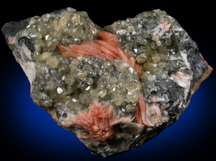 Cerussite and Barite on Galena from Mibladen, Haute Moulouya Basin, Zeida-Aouli-Mibladen belt, Midelt Province, Morocco