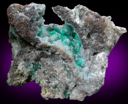 Dioptase on Willemite with Wulfenite from Mammoth-St. Anthony Mine, Tiger, Mammoth District, Pinal County, Arizona