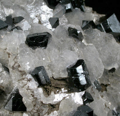 Ilvaite on Calcite from Dalnegorsk, Primorskiy Kray, Russia