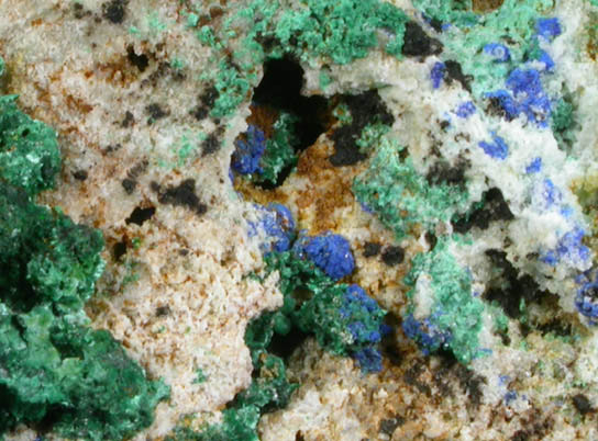 Malachite and Azurite from Omega Mine, Helvetia District, Pima County, Arizona