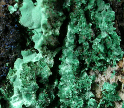 Azurite, Malachite, Tenorite, Aurichalcite from Omega Mine, Helvetia District, Pima County, Arizona