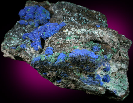 Azurite, Malachite, Tenorite, Aurichalcite from Omega Mine, Helvetia District, Pima County, Arizona