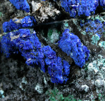 Azurite, Malachite, Tenorite, Aurichalcite from Omega Mine, Helvetia District, Pima County, Arizona