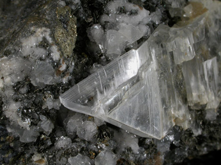 Pyrrhotite, Arsenopyrite, Pyrite, Calcite, Gypsum var. Selenite from (Naica District), Mexico