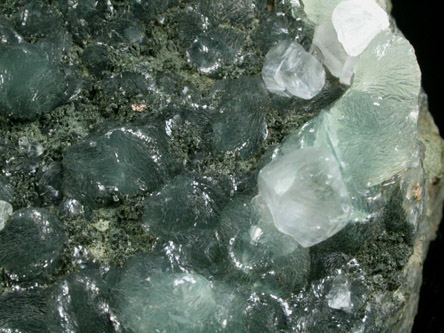 Prehnite with Calcite and Chamosite from New Street Quarries, Paterson, Passaic County, New Jersey