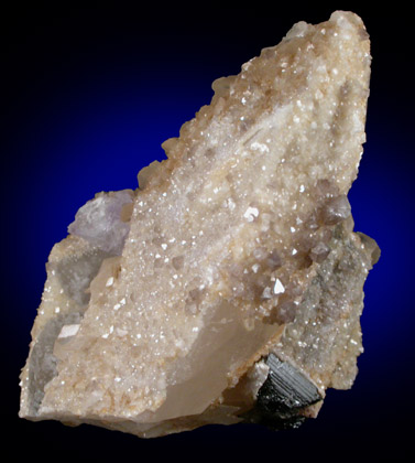 Scheelite, Calcite, Fluorite on Quartz from Yaogangxian Mine, Nanling Mountains, Hunan Province, China