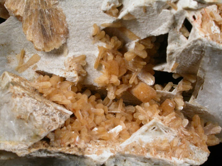 Stilbite on Quartz pseudomorphs after Glauberite from New Street Quarries, Paterson, Passaic County, New Jersey