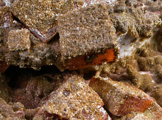 Vanadinite var. Endlichite over Wulfenite from Sierra de Los Lamentos, Chihuahua, Mexico