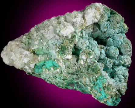 Chrysocolla and Calcite from Chimney Rock Quarry, Bound Brook, Somerset County, New Jersey