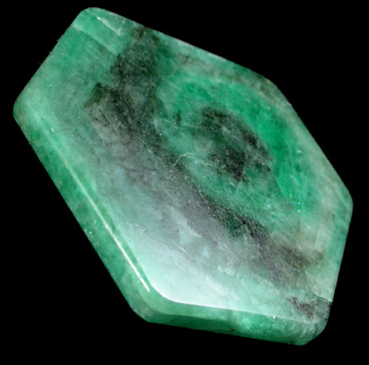 Beryl var. Emerald (polished crystal section) from Vasquez-Yacopi District, Colombia