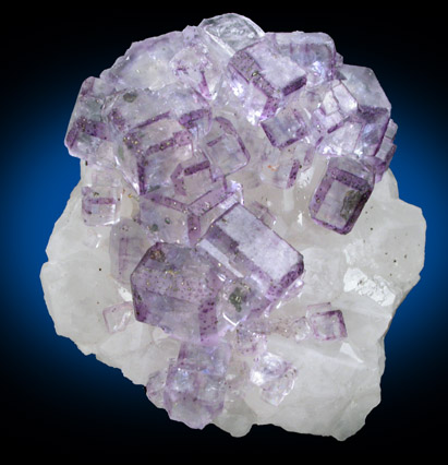 Fluorite on Quartz with Chalcopyrite from Naica District, Saucillo, Chihuahua, Mexico
