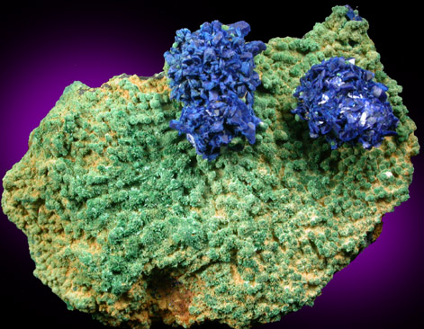 Azurite on Malachite from La Sal District, San Juan County, Utah