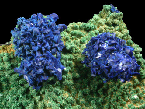 Azurite on Malachite from La Sal District, San Juan County, Utah