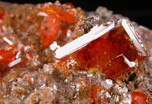 Wulfenite on Willemite, Calcite, Quartz from Red Cloud Mine, Silver District, La Paz County, Arizona