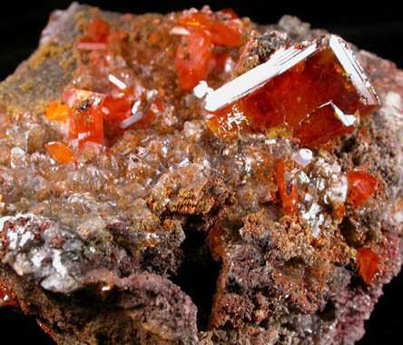 Wulfenite on Willemite, Calcite, Quartz from Red Cloud Mine, Silver District, La Paz County, Arizona